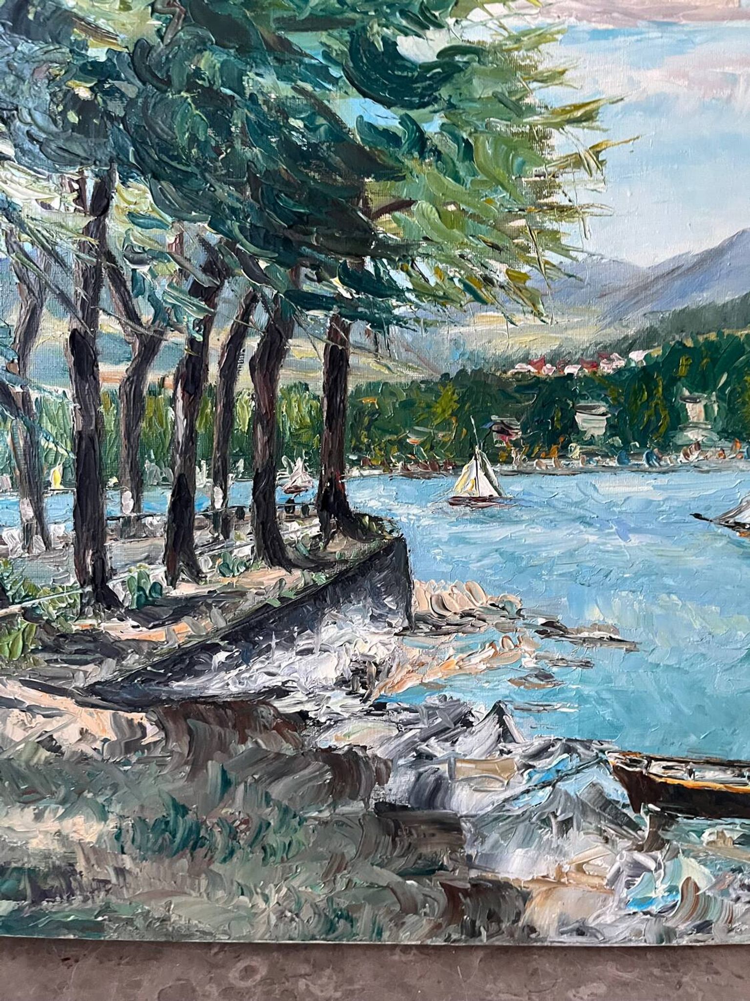 Sailboats on the lake, knife technique