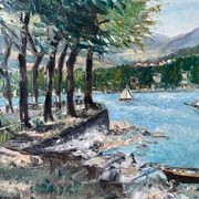 Sailboats on the lake, knife technique