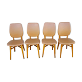4 chairs wood and leatherette 60s