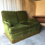 Vintage green velvet sofa