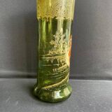 Vase « Nancy au coq émaillé» vert antique F. T. Legras