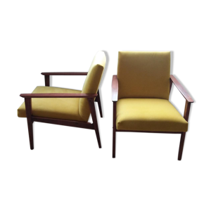 Paire de fauteuils restaurés - jaune