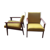Paire de fauteuils restaurés - velours jaune