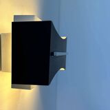 Vintage modernist wall lamp, black, white and chrome, France 1960