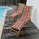 Pair of deckchairs, bayadere fabric, 1970