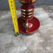 St-Clement Bordeaux Ceramic Candle Holder with Gold Trim - 50s