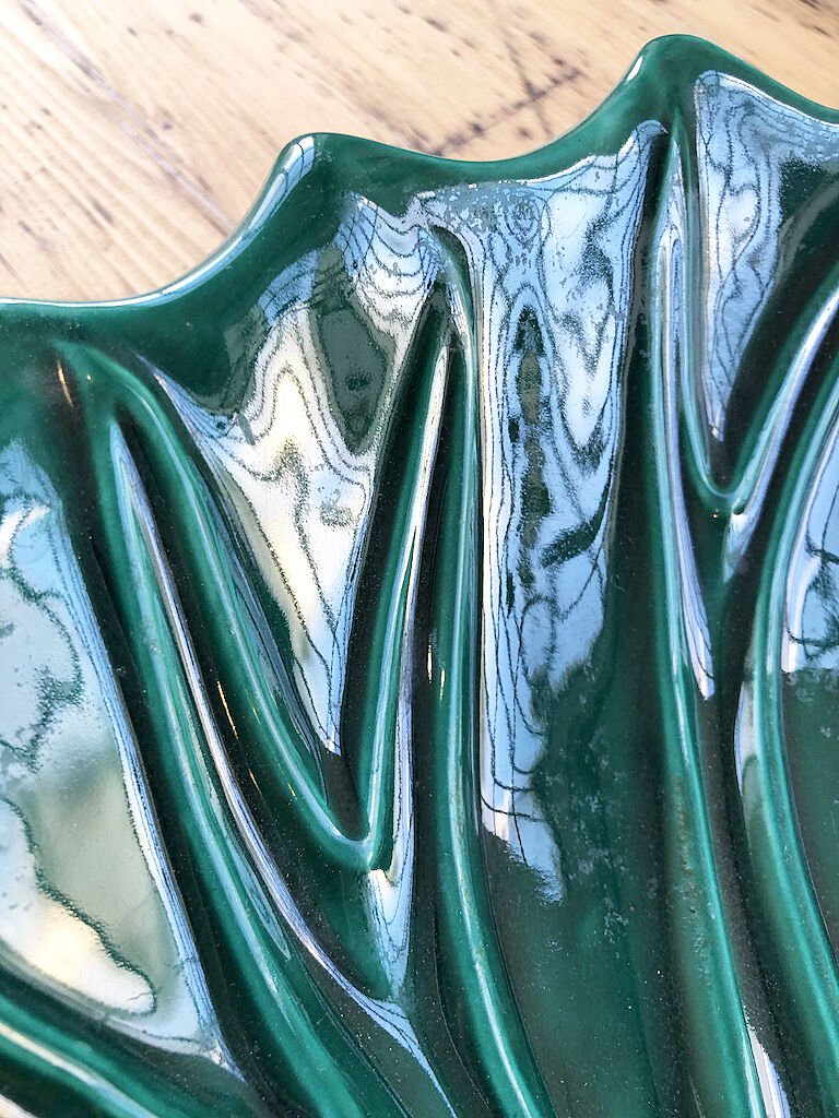 Vallauris green ceramic leaf dish