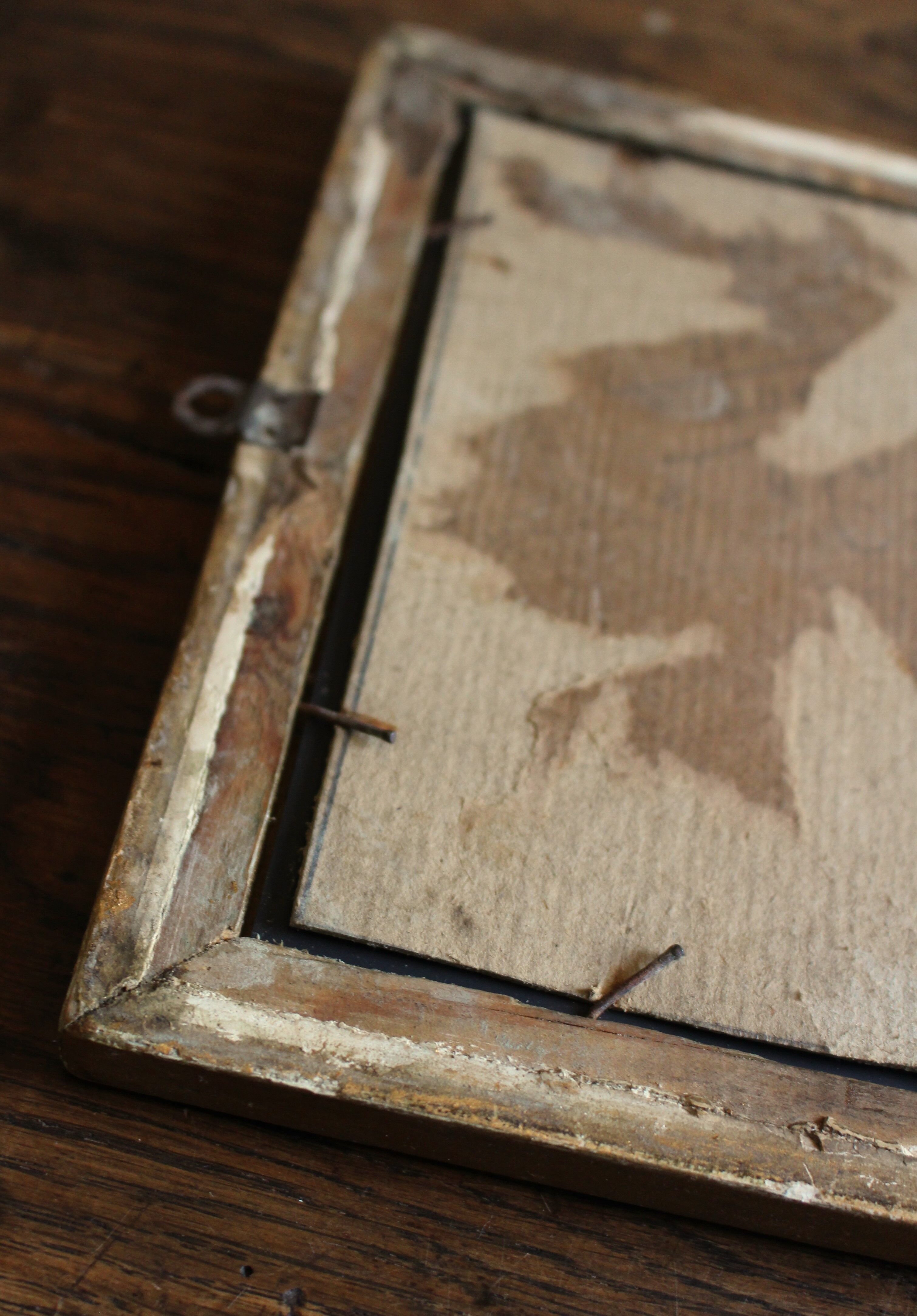 Rectangular golden wooden frame mirror