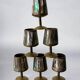 Abalone shell & brass shot glasses, set of 6, Mexico, 1970s