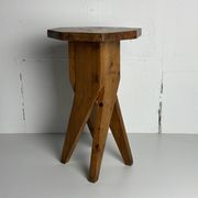 Midcentury brutalist artisanal rustic handcrafted stool, France 1960s