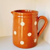 Beige polka dot enameled terracotta carafe