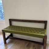 Walnut bench with khaki nylon braiding