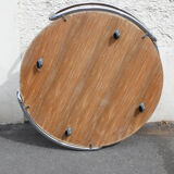 Stainless glass round coffee table Italy 1970