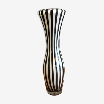 Murano glass black and white vase, handwork