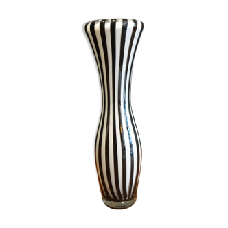 Murano glass black and white vase, handwork