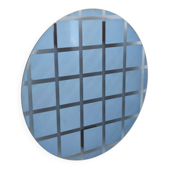 Postmodern Round Blue-Gray Wall Mirror "Andromeda" by Nanda Vigo, Italy, 1976