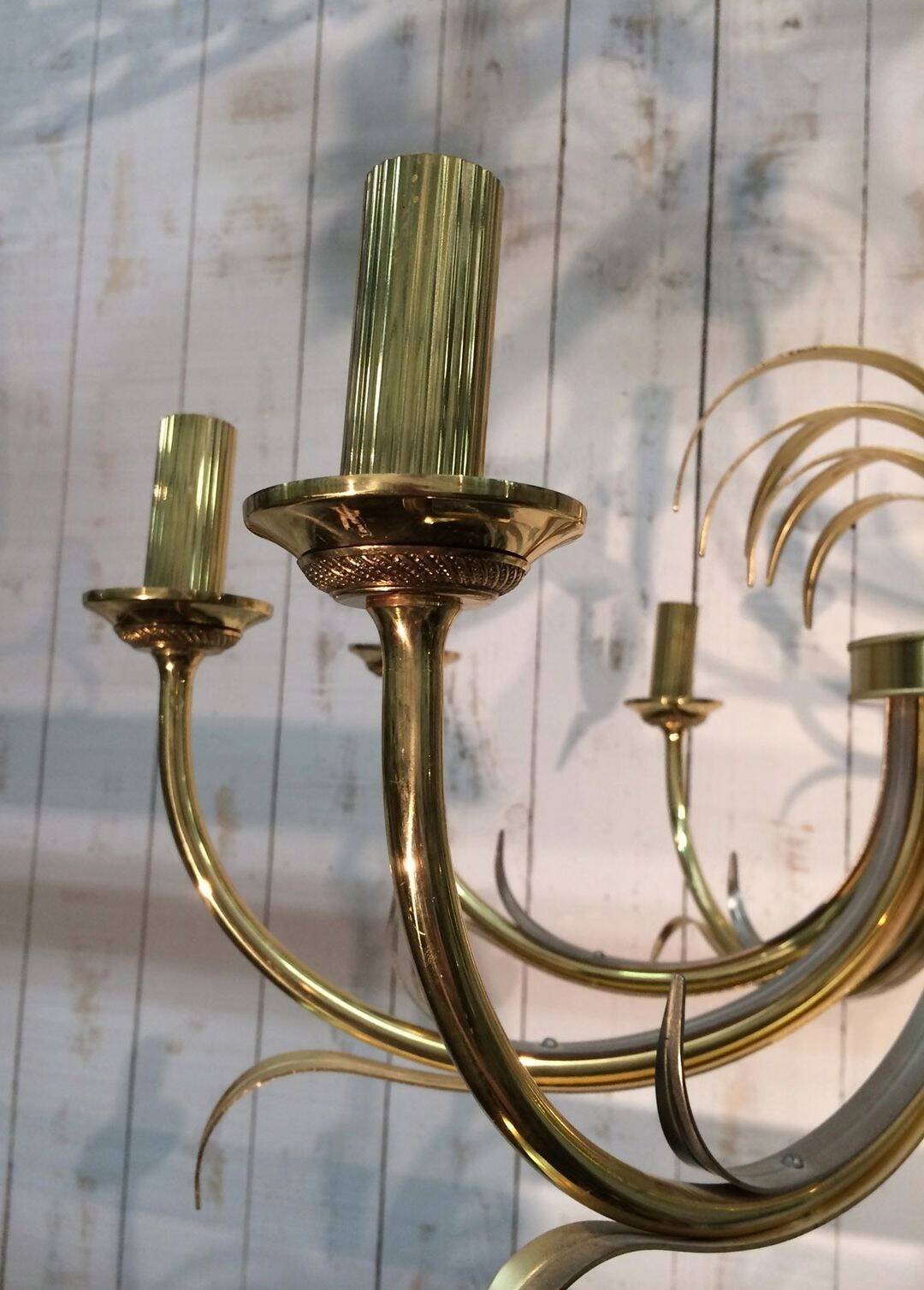 Brushed Metal and Gold Pineapple Pendant Light, Mid-Century Modern, French Work