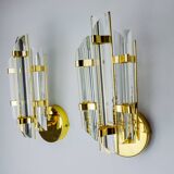 Paire d'appliques Venini, verre triedri, murano, Italie 1970