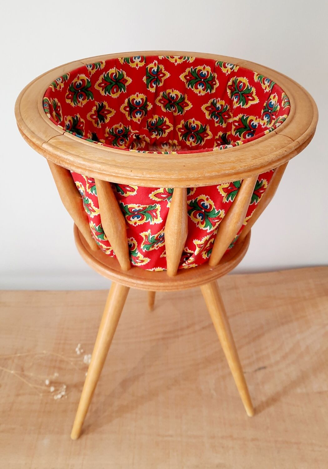 Vintage sewing basket worker