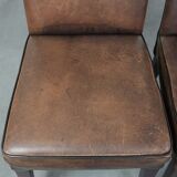 Great set of 8 stylish vintage sheepskin dining chairs with character