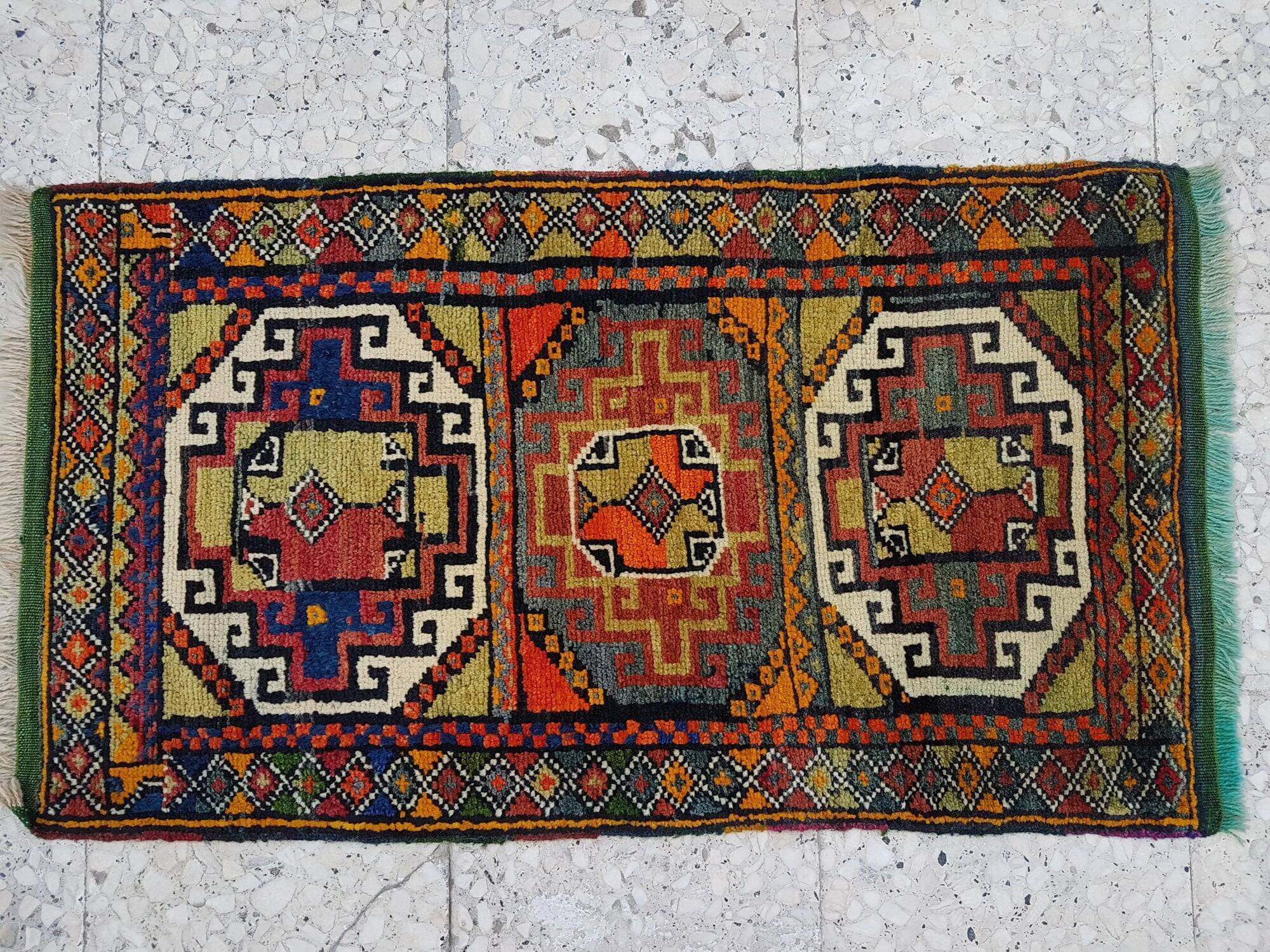 Vintage Turkish handmade rug 56x100 cm