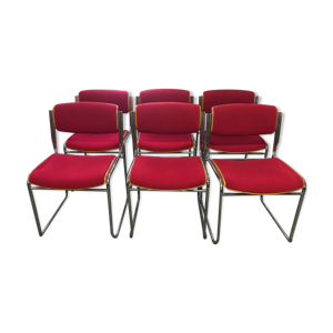 Set de 6 chaises chrome - rouge