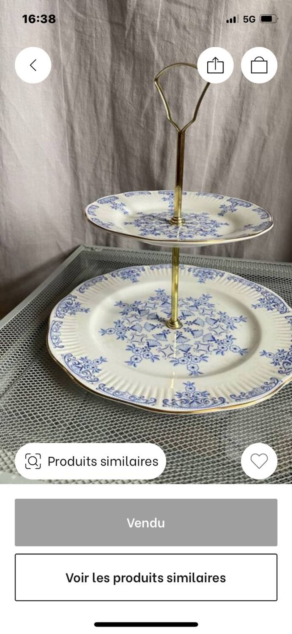 Serviteur en porcelaine anglais, deux étages vintage