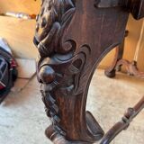 Console in carved solid oak and marble top