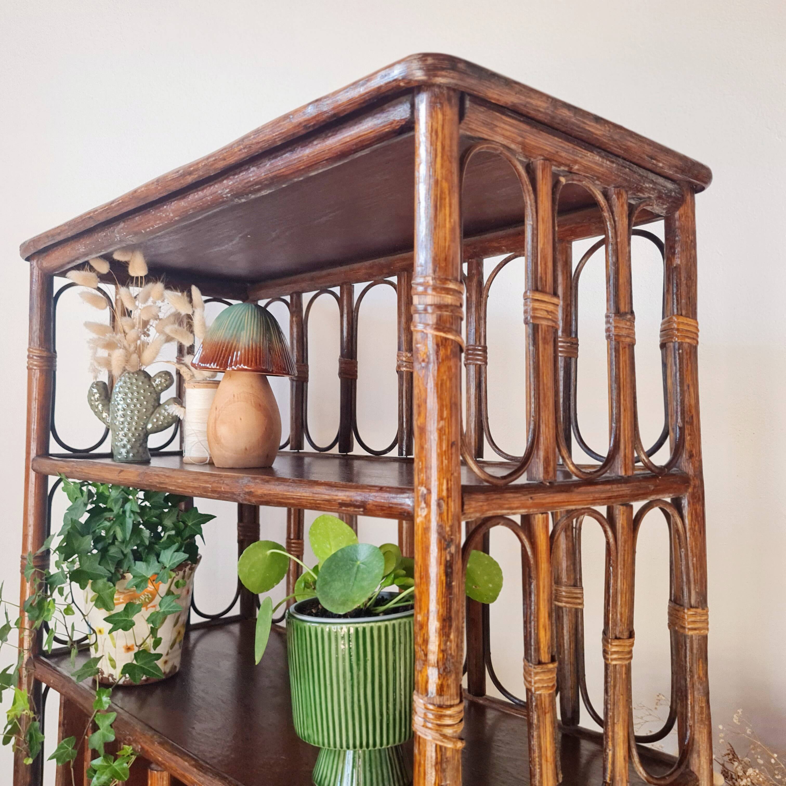 Rattan bookshelf shelf