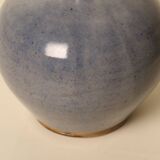 Pair of blue-glazed stoneware lamps