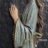 Religious slate wall plaque - hand-painted carved wood overprint - 1970