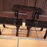 Step foot rest wooden foot stool vintage brutalist