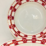 5 hollow plates in burgundy and red earthenware Stuart mill ds loups