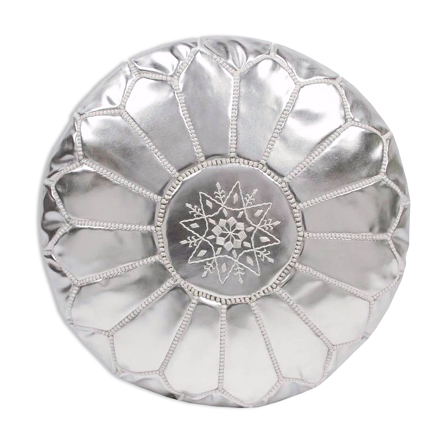 Pouf cuir argent 35 cm x  55 cm