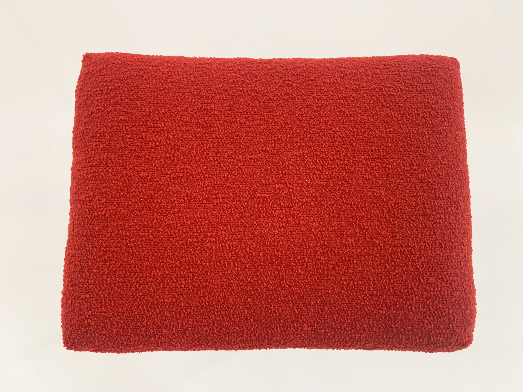 Stool in red wool boucle fabric, poland, 1960s