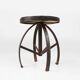 Industrial Black Metal Stool with Frame, France 1920s