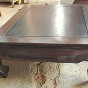 Rectangular coffee table made of exotic solid wood from the 1980s.