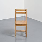 Set of four pine chairs, French work, circa 1970.