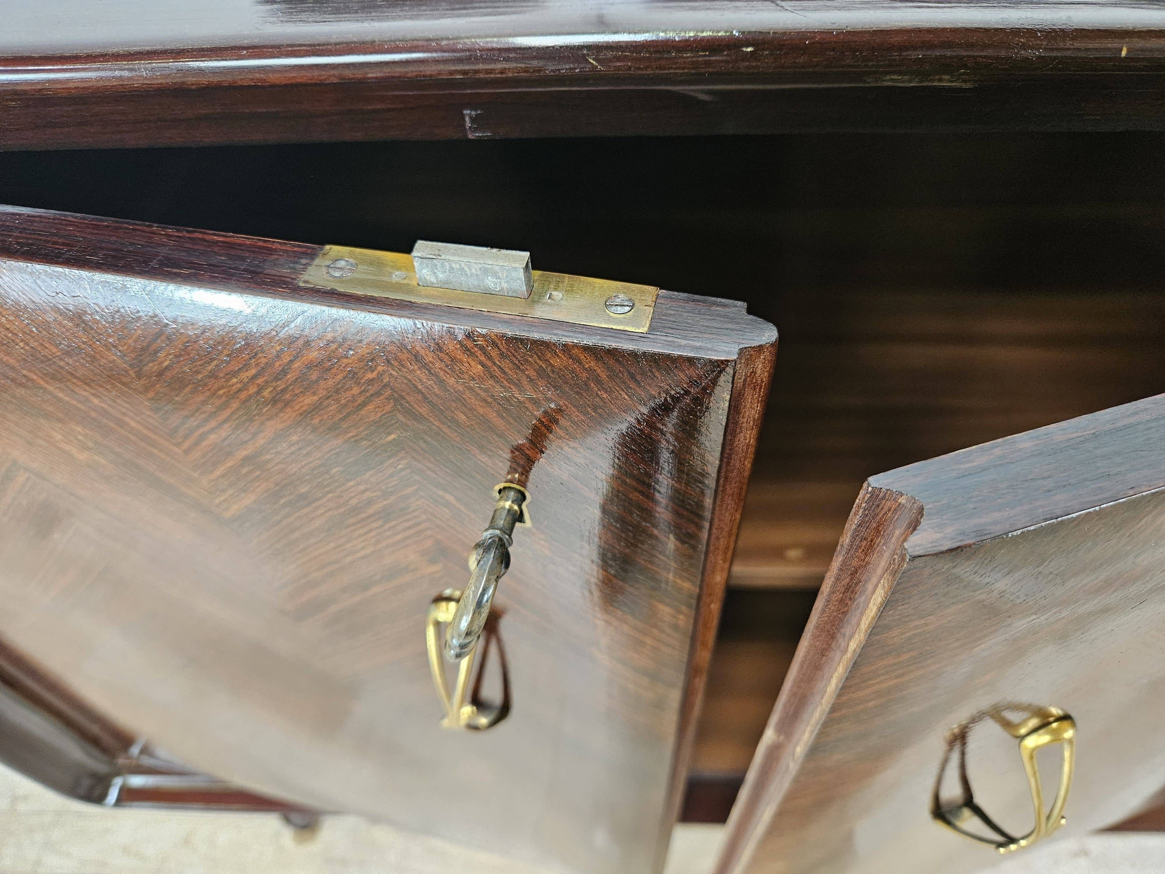Mahogany sideboard with a glass top, 1960