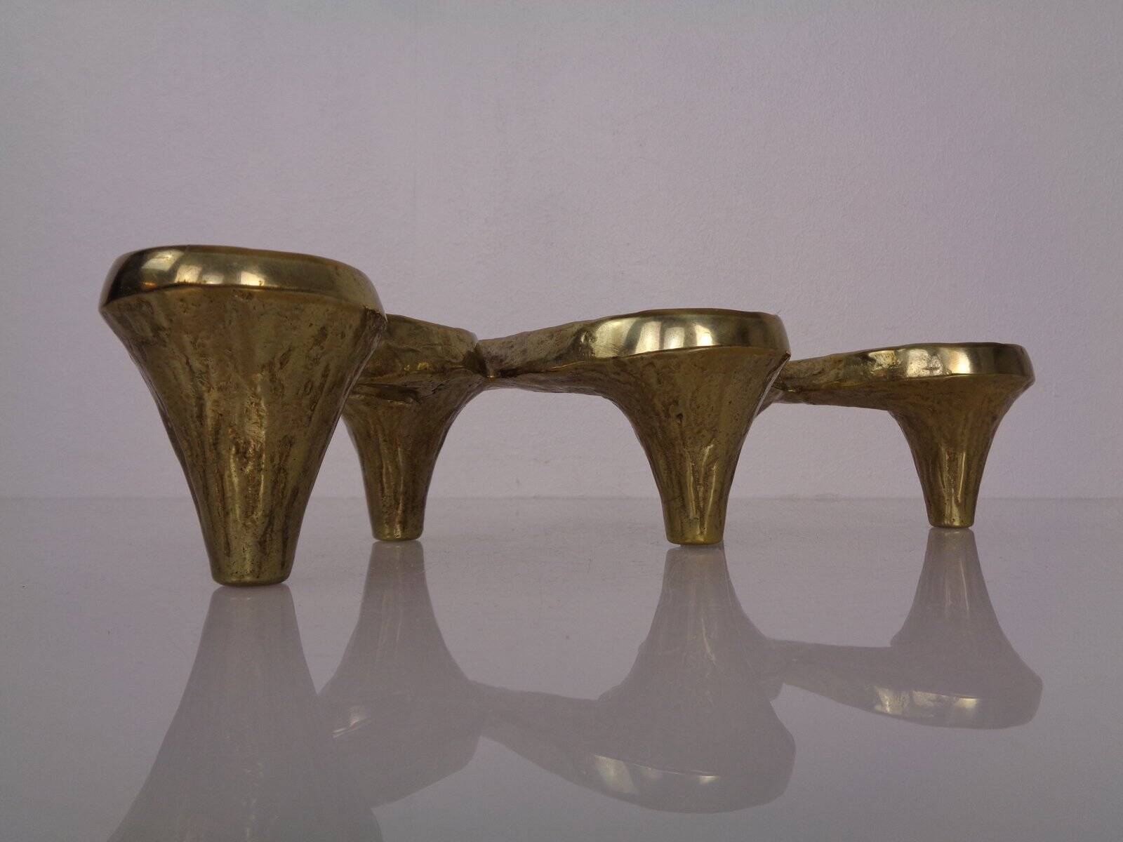 Large Brutalist Bronze Candleholder by Michael Harjes, 1960s