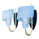 Pair of minimalist vintage seventies blue plastic and plexiglass wall lights