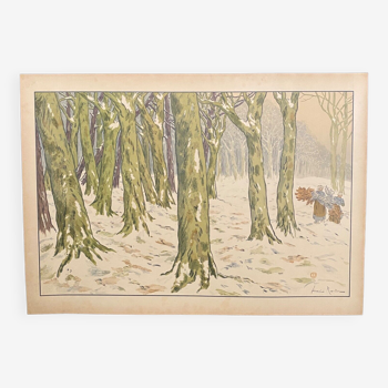 Lithograph by Henri Rivière Le Bois, Winter - Aspects of Nature