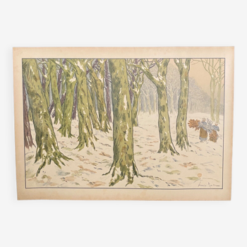 Lithographie par Henri Rivière Le Bois, L'Hiver - Les Aspects de la Nature