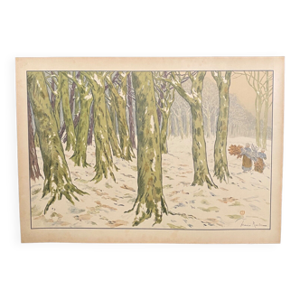 Lithographie par Henri Rivière Le Bois, L'Hiver - Les Aspects de la Nature