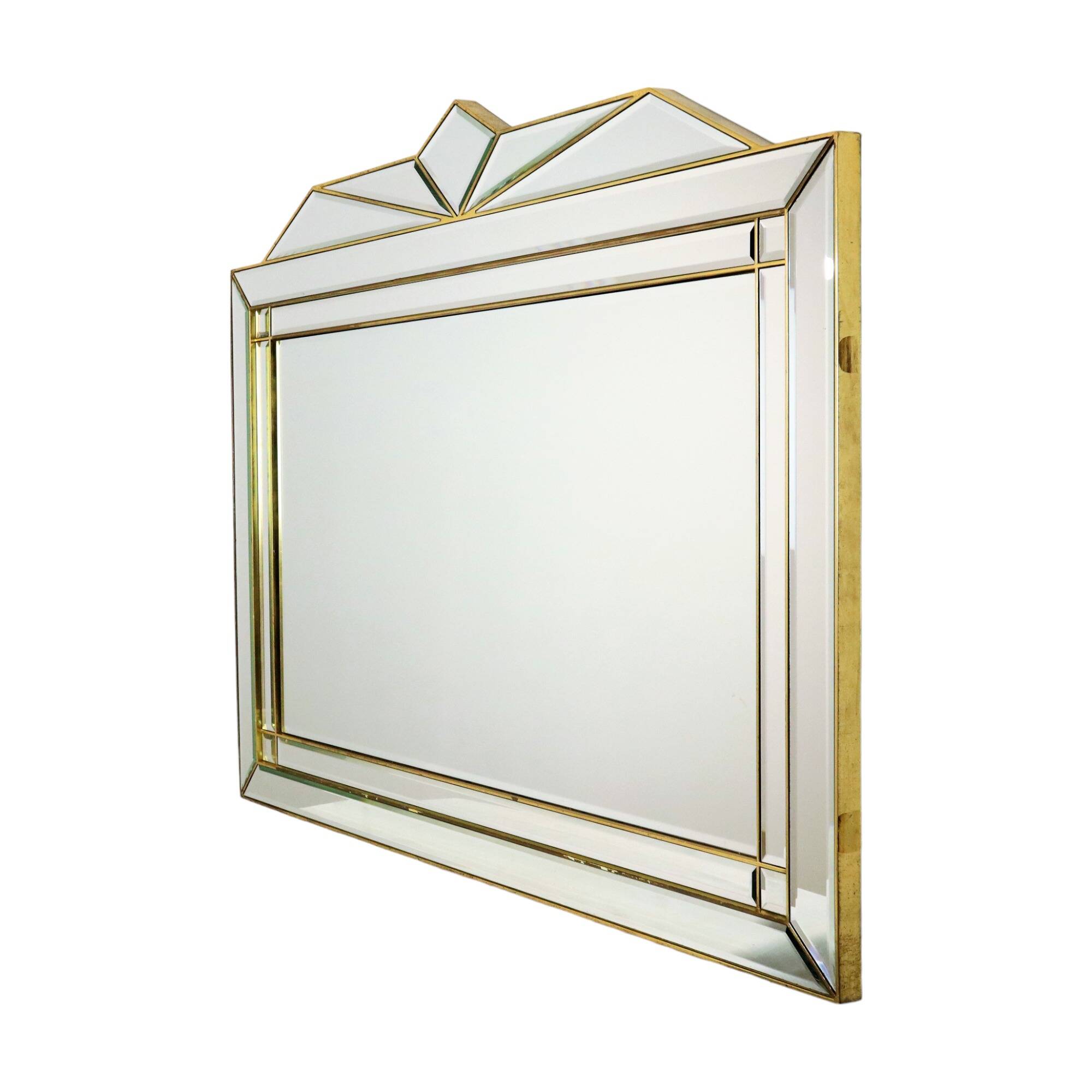 Large Deknudt XL faceted mirror, Hollywood Regency design