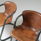 4 chairs in tanned cognac leather, Italy