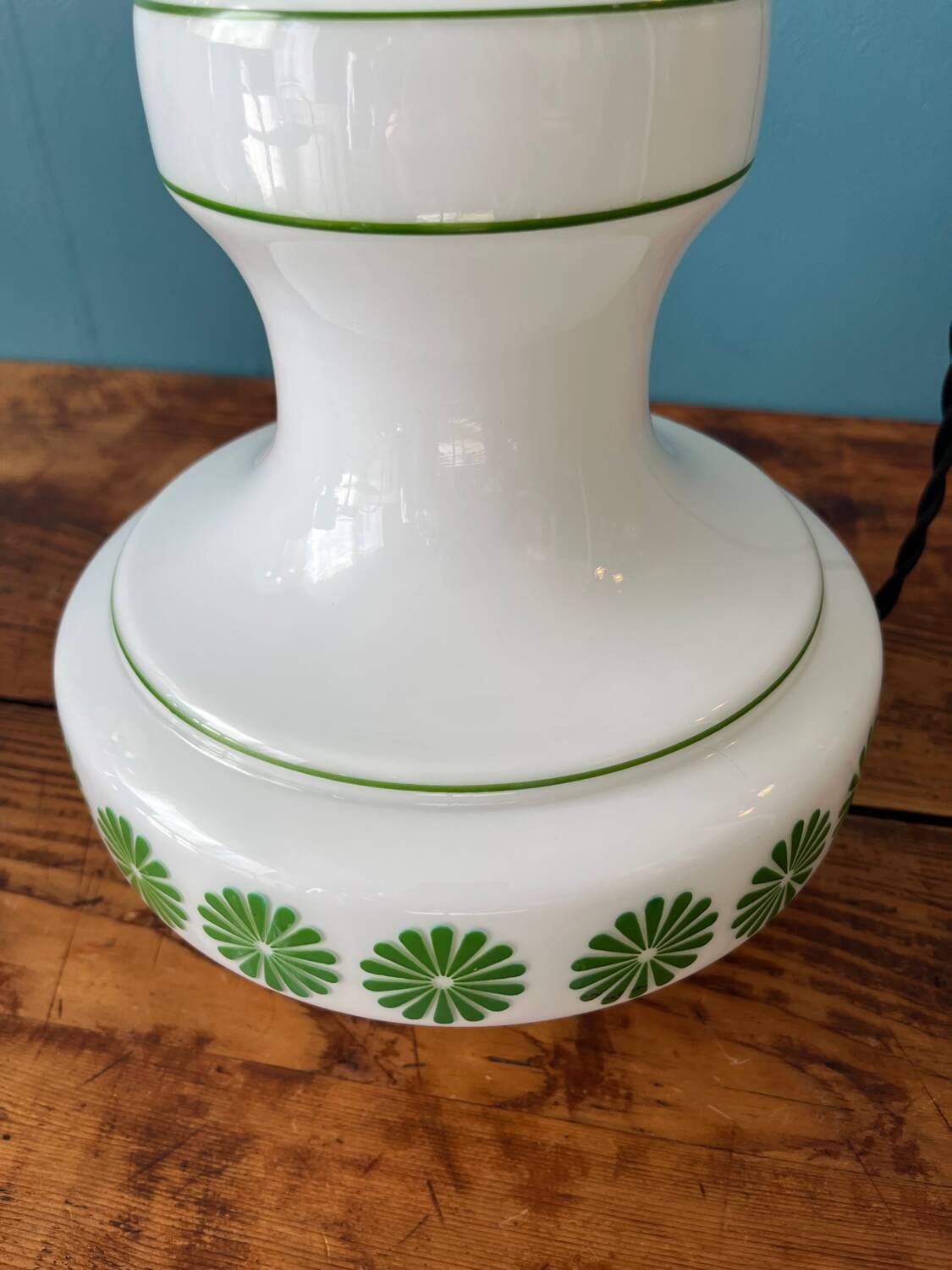 80s pendant light with white and green flower pattern