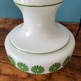 80s pendant light with white and green flower pattern