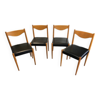 Set of 4 Baumann chairs, “Silva” model, Scandinavian design, 1970s