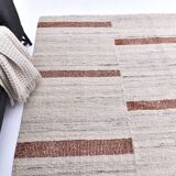 210x310 beige orange kilim rug, Beige terracota wool kilim carpet